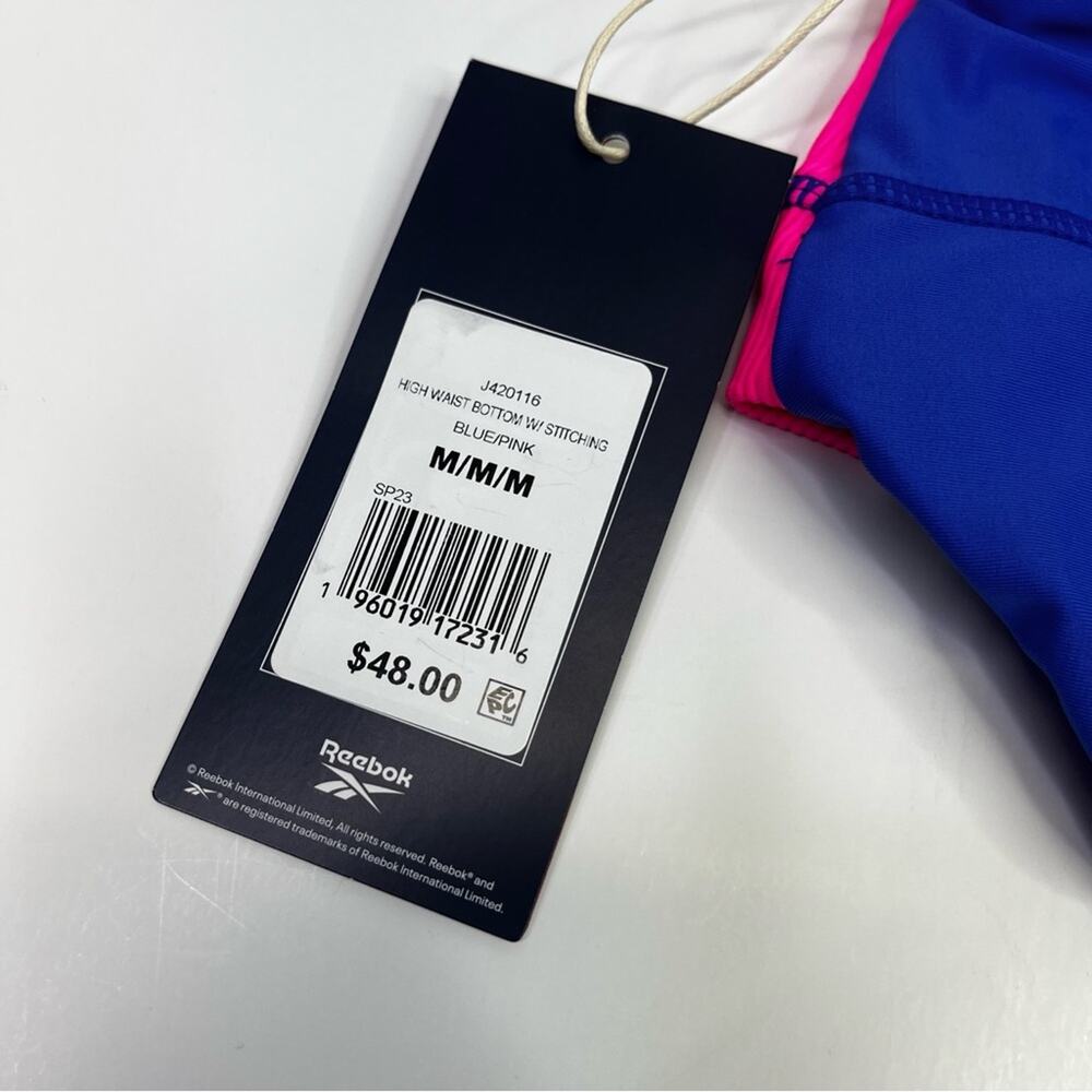 Reebok Color Block High Waist Bikini Bottom blue pink - M - Picture 9 of 10